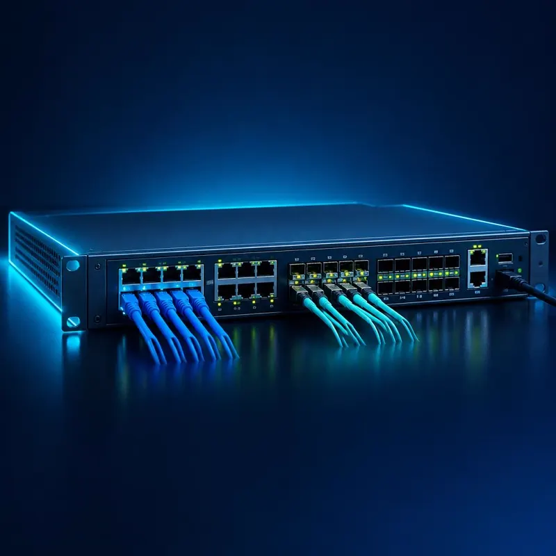 Rackmount router with network cables