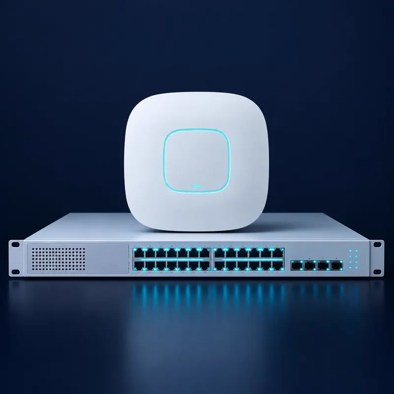 Wi-Fi access point on a rack network switch